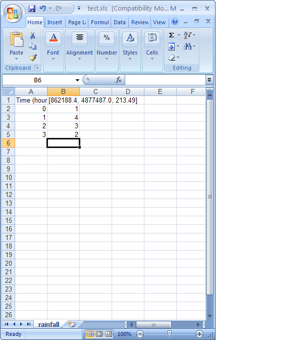 Excel spreadsheet